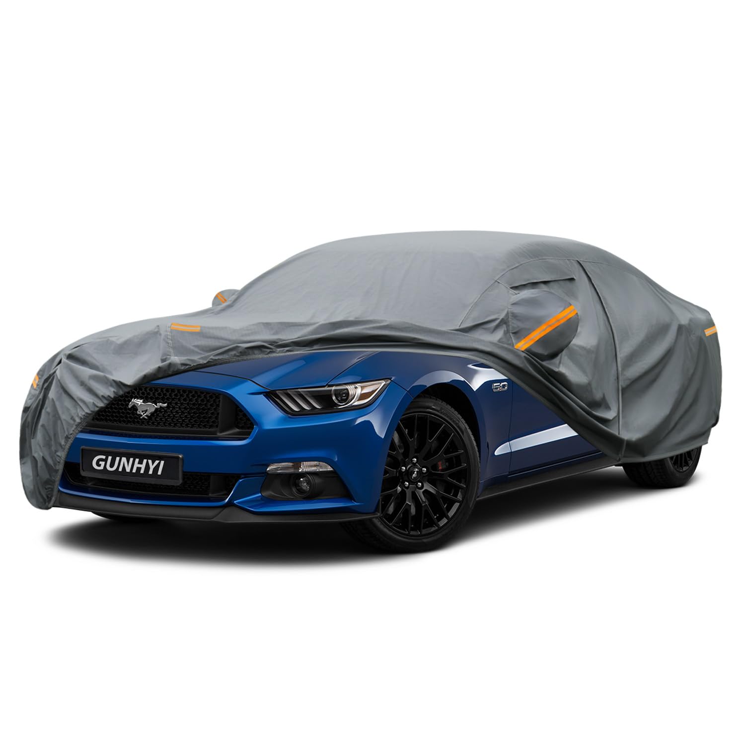 GUNHYI Premium Car Cover Custom Fit Ford Mustang, 16 Layers Heavy Duty Car Cover Waterproof All Weather with Zipper Door for Sun Rain Snow Dust Uv Protection