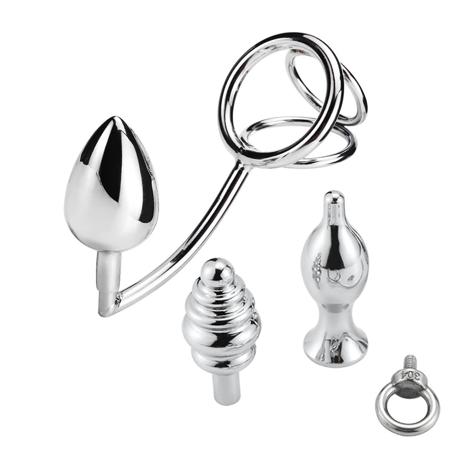 Boule Anale Avec Cockring, Plug Anal En Métal, Anneau De Testicules, Crochet SM Bondage, 3 Boules Interchangeables, Stimulation La Prostate