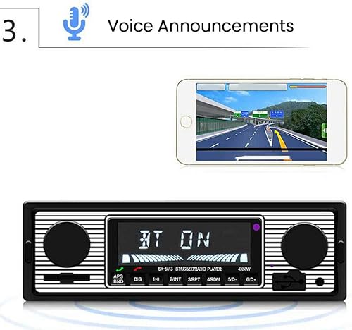 Miniatura 8 de Estéreo de coche para Bluetooth, reproductor inteligente de radio FM de coche retro, receptor de radio FM automático electrónico, llamadas manos