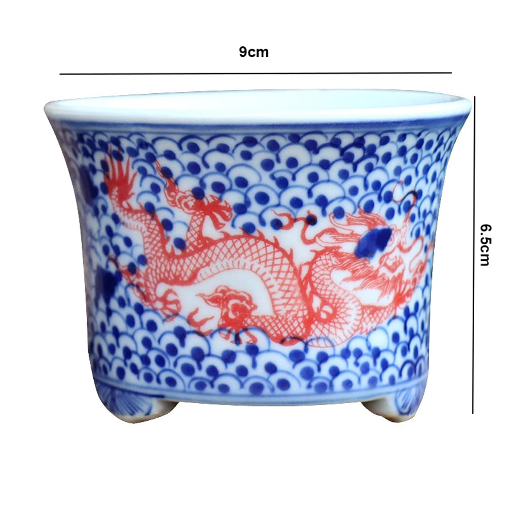 Jingdezhen Chinoiserie Keramik handbemalt blau und weiß Porzellan Pflaumenblüte Spargel Sukkulenten Bonsai Zimmerpflanze Topf Dekoration Dekoration