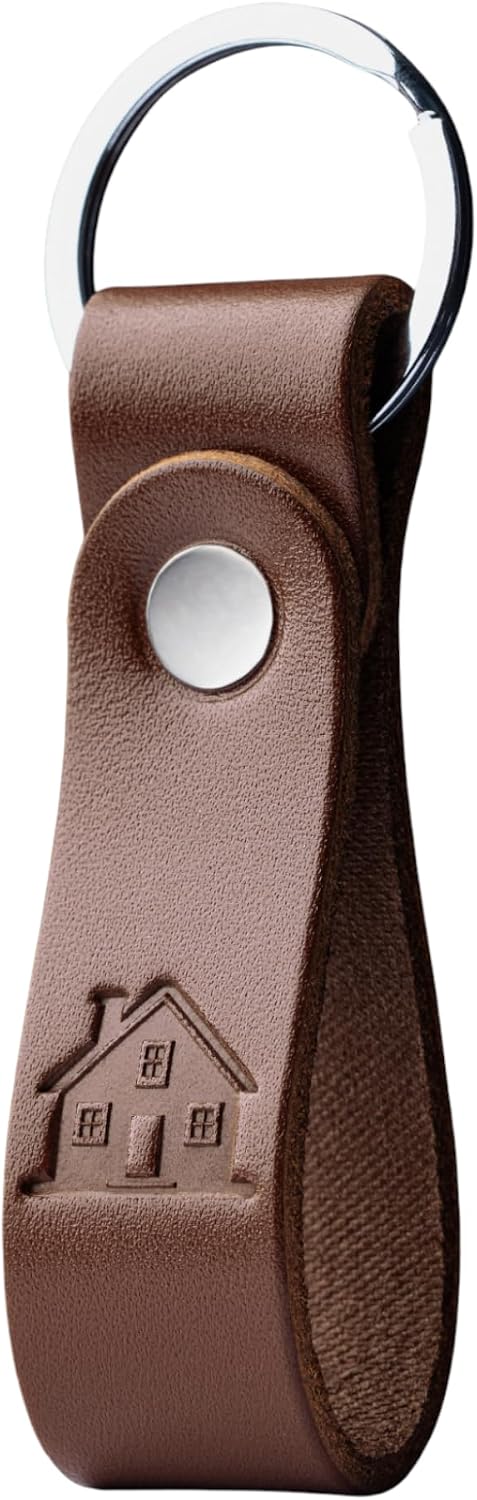 MAGOR Leather Keychain Personalized Full Grain Car Keychain Key Ring Gift for Men Women Dad Mom Minimalist Brown Embossed