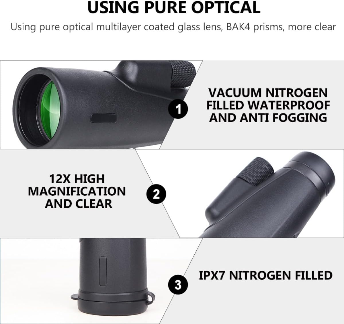 Waterproof 12x50 High Definition Monocular Telescope with Tripod for Outdoor Camping, Bird Watching, and Smartphone Photography