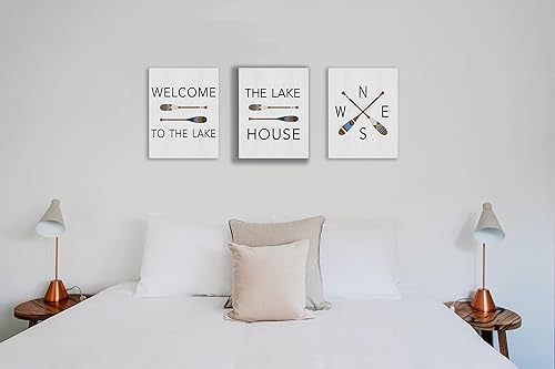 Miniatura 3 de The Lake House With Paddle Welcome to The Lake - Lienzo decorativo para pared, letreros enmarcados para decoración de pared del hogar, lago, cabaña,