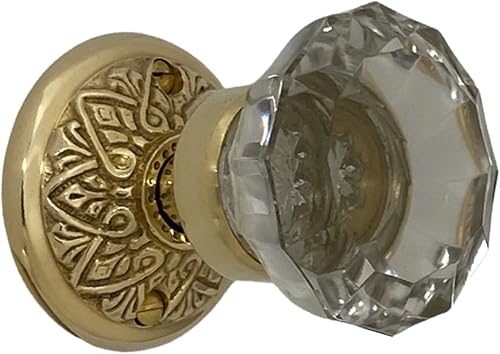 Miniatura 2 de The King's Bay Spade Round Rosette Passage Set in Polished Brass with Rice Door Knobs
