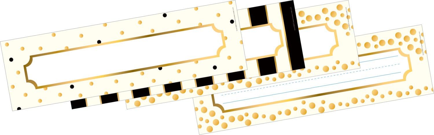 Barker Creek Double-Sided Desk Nameplates & Bulletin Board Signs, Black & White Dots, Multi-Purpose Desk Nameplates, Bulletin Board Signs, Word Walls and More! 3.5" x 12", Pack of 36 (1405)