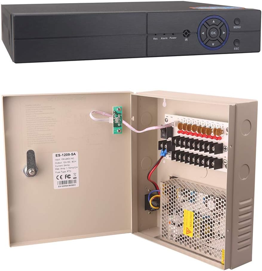1pcs 9CH DC12V 5 Amp CCTV Power Supply + 1pcs 4CH HD Hybrid DVR