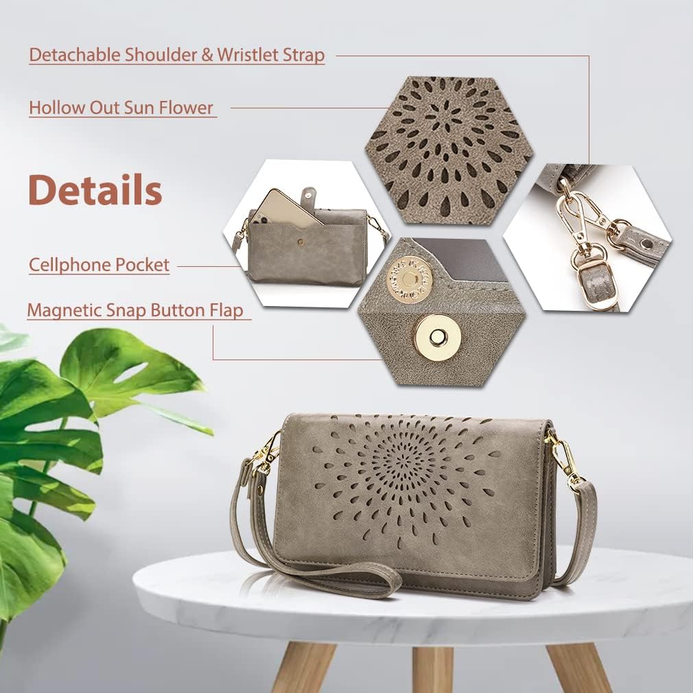 APHISON Crossbody Bags For Women,Wristlet Wallet Phone Purse Shoulder handbags Multi-Function Small RFID Clutch Card Holder - Image 5