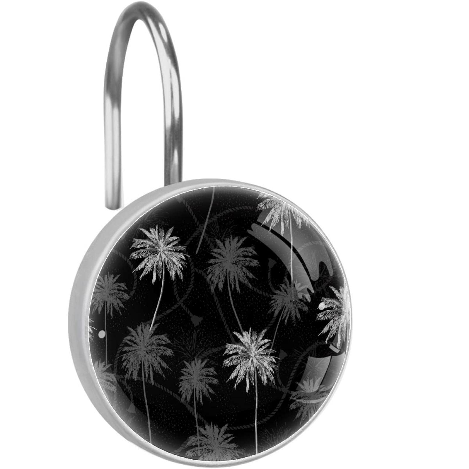 Anneaux de douche coulissants et antirouille en verre cristal noir par 12
