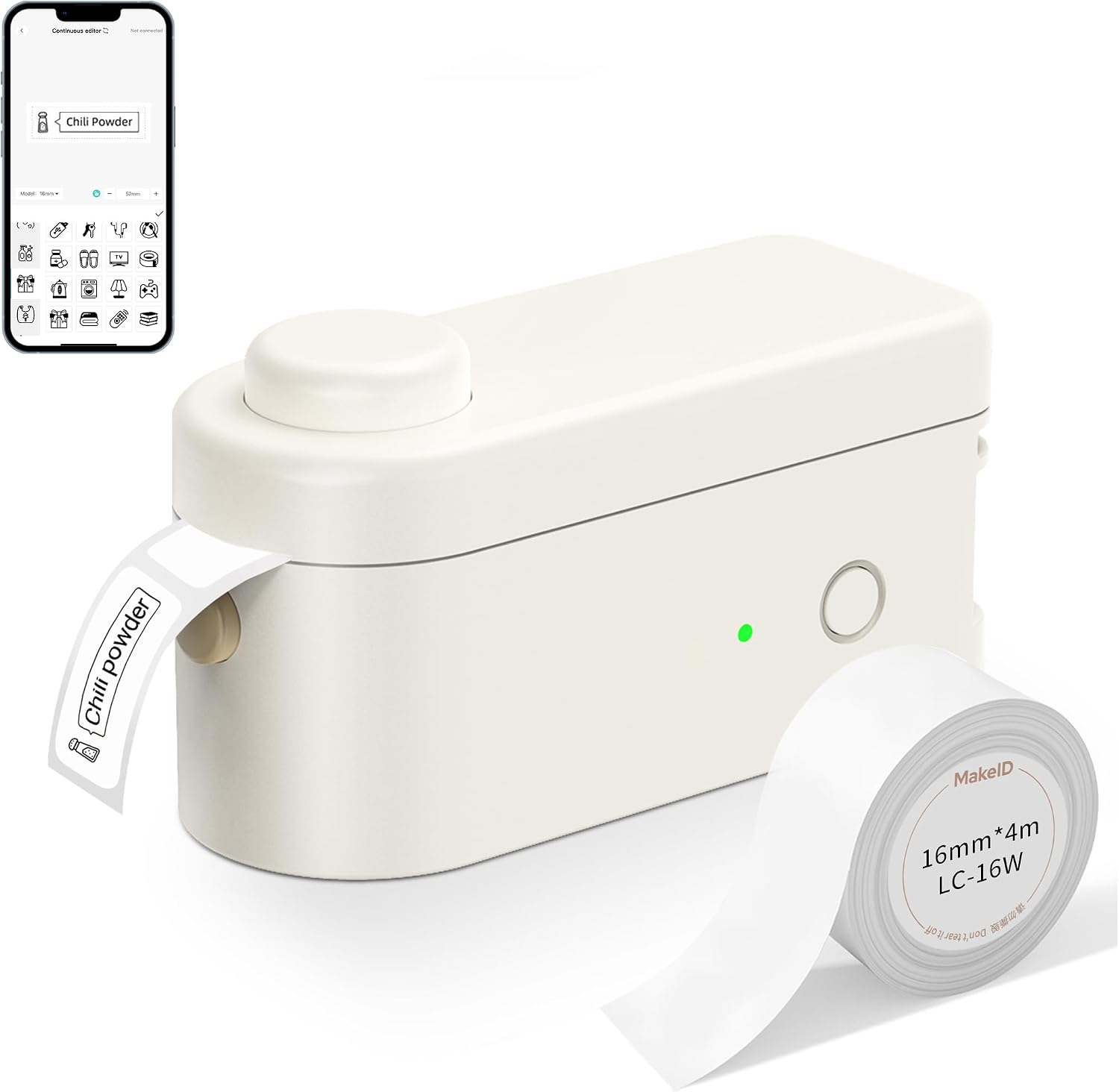 Makeid Lightweight Label Maker with Cutter L1-C Bluetooth Printer