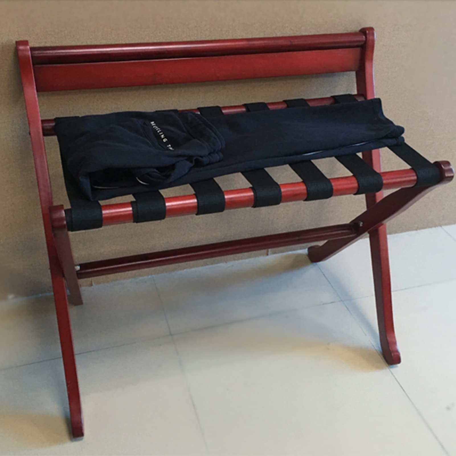 Genérico Portaequipajes clásico, maletín de Equipaje Plegable de Madera de Dos Niveles, Organizador de Madera Plegable, diseño de fácil Montaje para el hogar, Dormitorio, Viaje, Hotel (Colo