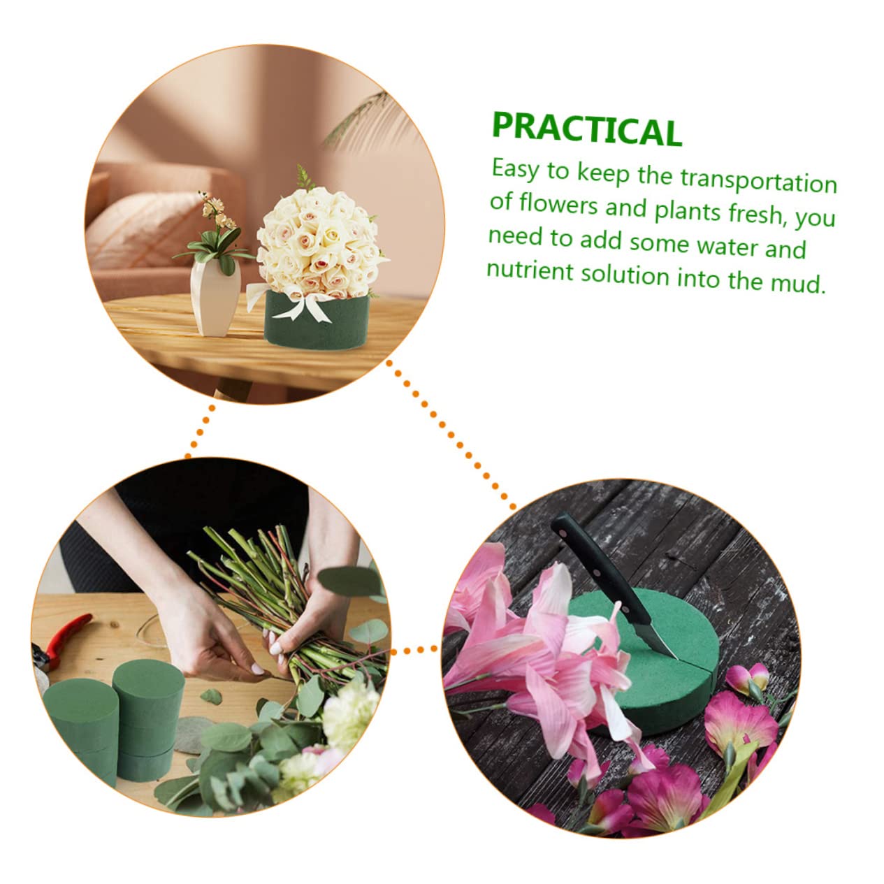 3 Boules De Mousse Pour Fleurs Fraîches – 9 Cm, Vert – Support Arrangement Floral, Absorption D'eau – DIY, Décoration