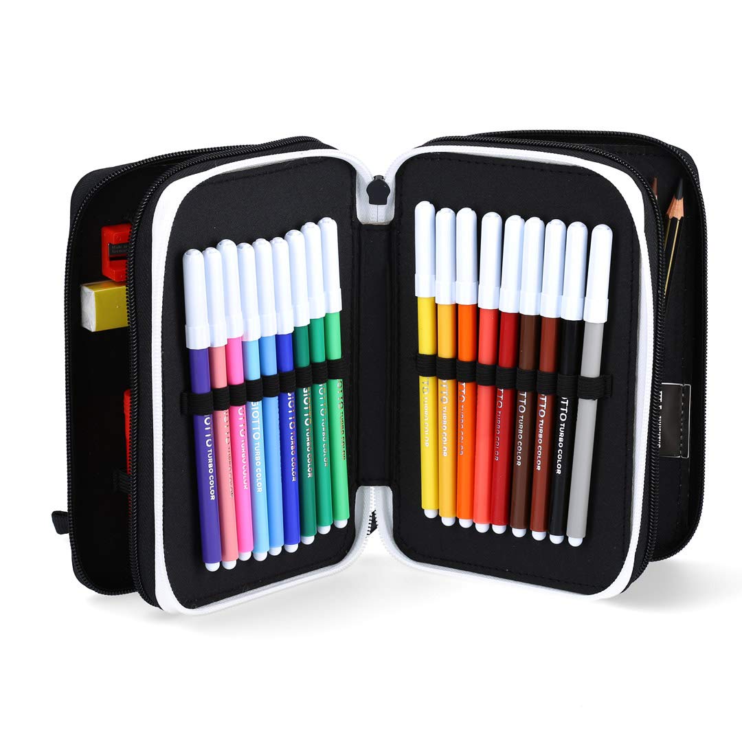 Juventus Schoolpack 2019/2020 Zaino Seven Estendibile con Astuccio 3 Zip Completo di Cancelleria e Orologio in Omaggio - 100% originale - 100% Prodotto Ufficiale