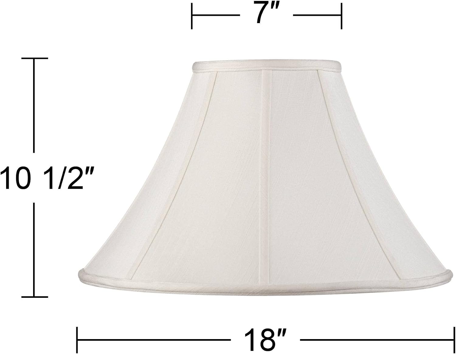Set of 2 Shantung Flared Bell Lamp Shades Off-White Large 7" Top x 18" Bottom x 10.5" High x 12" Slant Spider with Replacement Harp and Finial Fitting - Springcrest