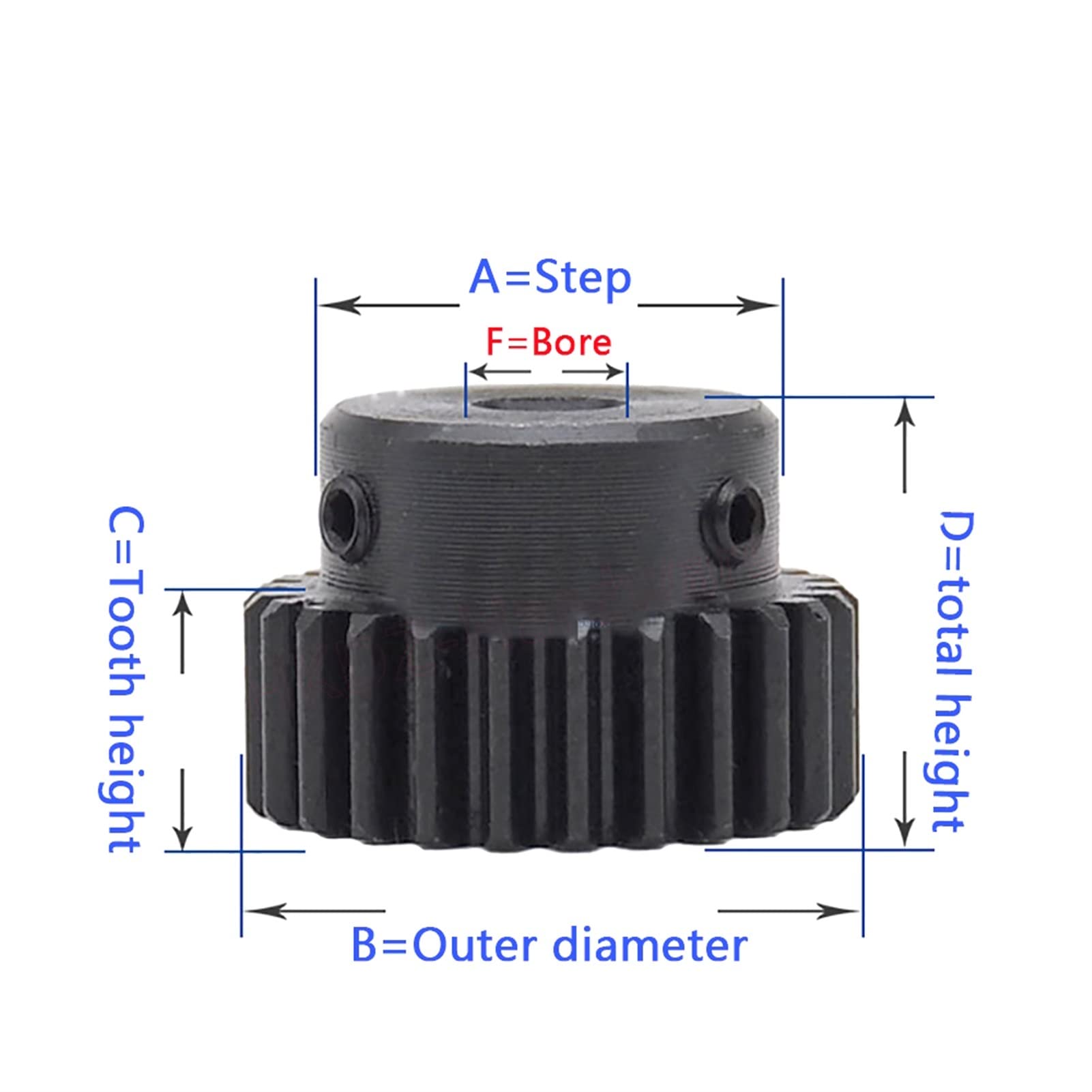 Kegelräder 2 Stück 1 Modul Stirnrad 15T 18T 20T 24T 25 Zähne 1M Schritt Stirnrad Ritzel 5mm 6mm 8mm 10mm 12mm Bohrung 45 Stahl Schwärzungsgetriebe (Size : 20 Teeth(10mm bore))
