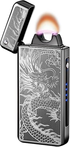 Miniatura 1 de Encendedor de dragón, encendedor de llama de plasma de arco, recargable por USB, a prueba de viento, encendedor eléctrico para vela (negro)