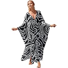 LOUSEA Caftans for Women Plus Size Swim Cover up Vneck Batwing Dress Loose fit Moroccan Caftan mumu Dresses for Women, A-print21, XXL