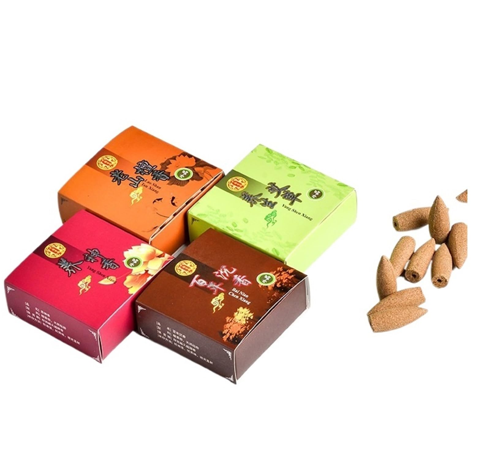Conos de incienso de reflujo natural, caja de regalo, 80 unidades, madera de sándalo mixta