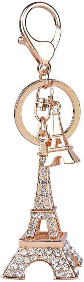 Gold Crystal Eiffel Tower Keychain Paris Souvenir Car Bag Pendant | 3D crystal Eiffel tower keyring, durable gold metal clip, fits keys & handbags, cute Paris souvenir jewelry gift for ladies