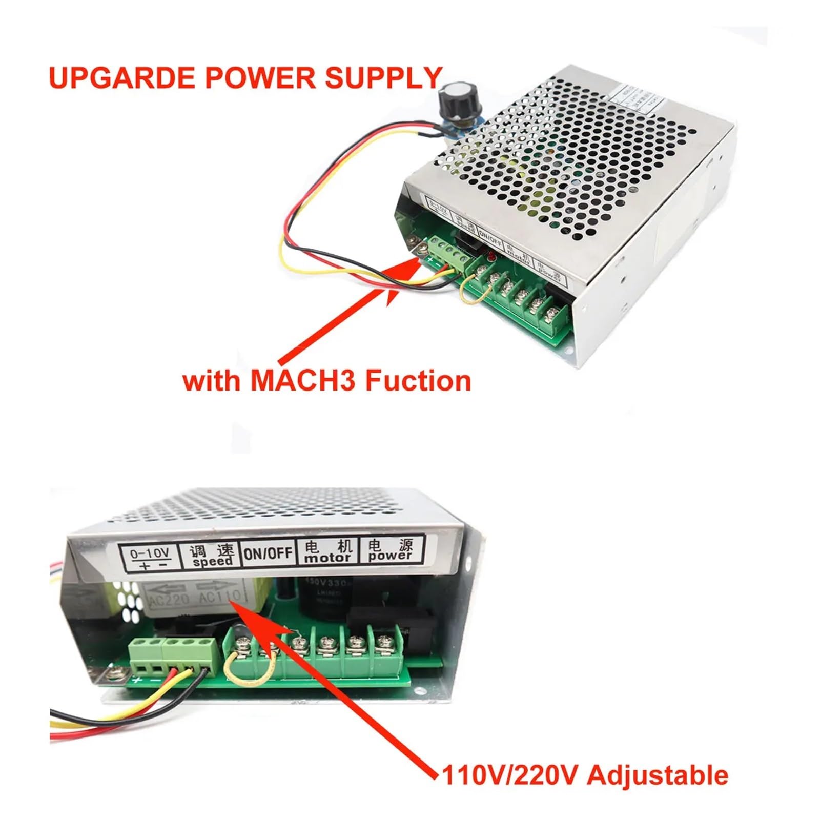 Motore Mandrino CNC 800W ER16 Raffreddato ad Aria 20000RPM con Regolatore di Velocità