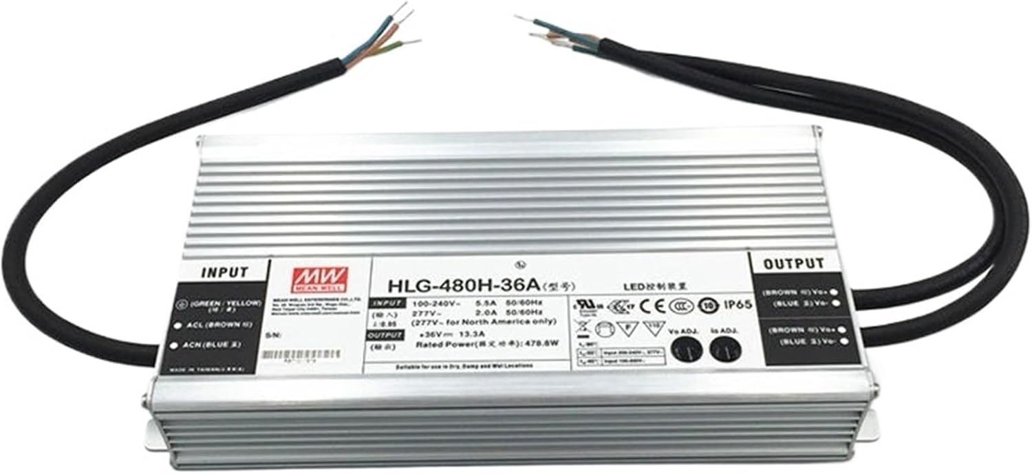 1PCS HLG-480H Series DC12V 24V 36V 48V 42V 54V 480W Rain-Proof Single Output Adjustable LED Lighting Switching Power Supply(HLG-480H-54AB)