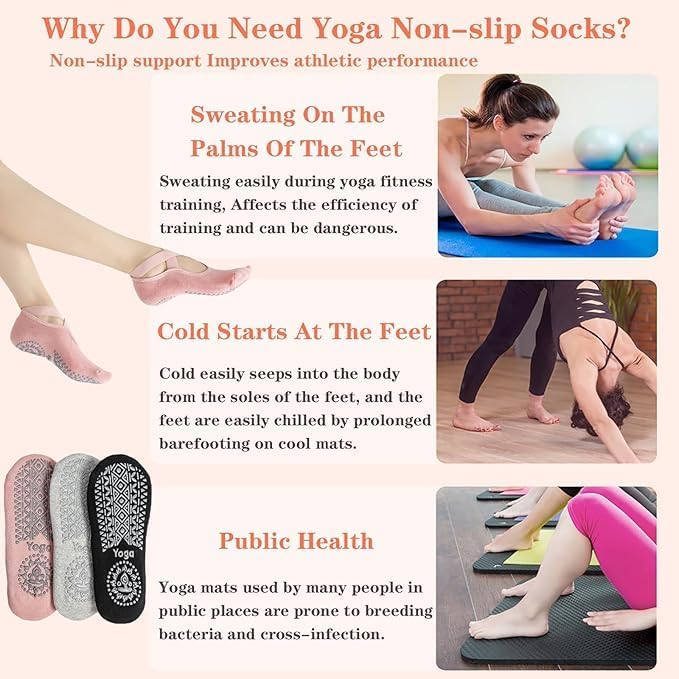 Women’s Non-Slip Grip Yoga Socks – Padded Cotton Pilates, Barre, Ballet, PiYo Floor Socks with Cross Strap Design (IN, Alpha, M, 1, BLACK) - Image 8 thumbnail