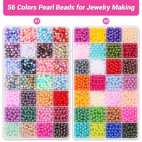 4500Pcs 6mm Pearl Beads for Bracelets Making 56 Colors, Small Round Pearl Bracelet Beads for Crafts, Jewelry, Necklace Earrings Bracelets by Audab - Used condition - Image 2