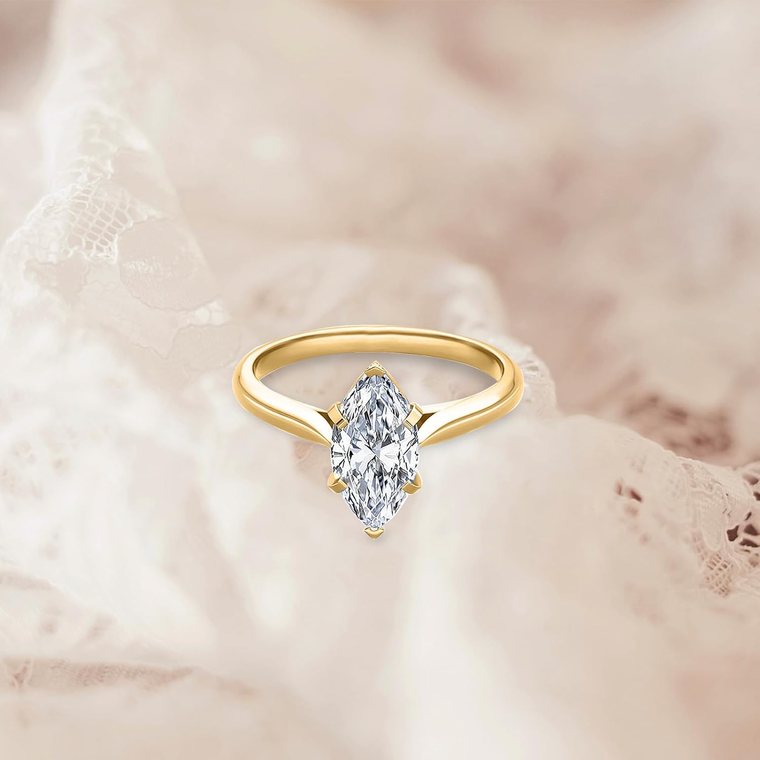 1-3ct Center Moissanite Marquise Shaped Engagement Rings 925 Sterling Silver 10K 14K 18K Solid Gold Wedding Ring with Engraving