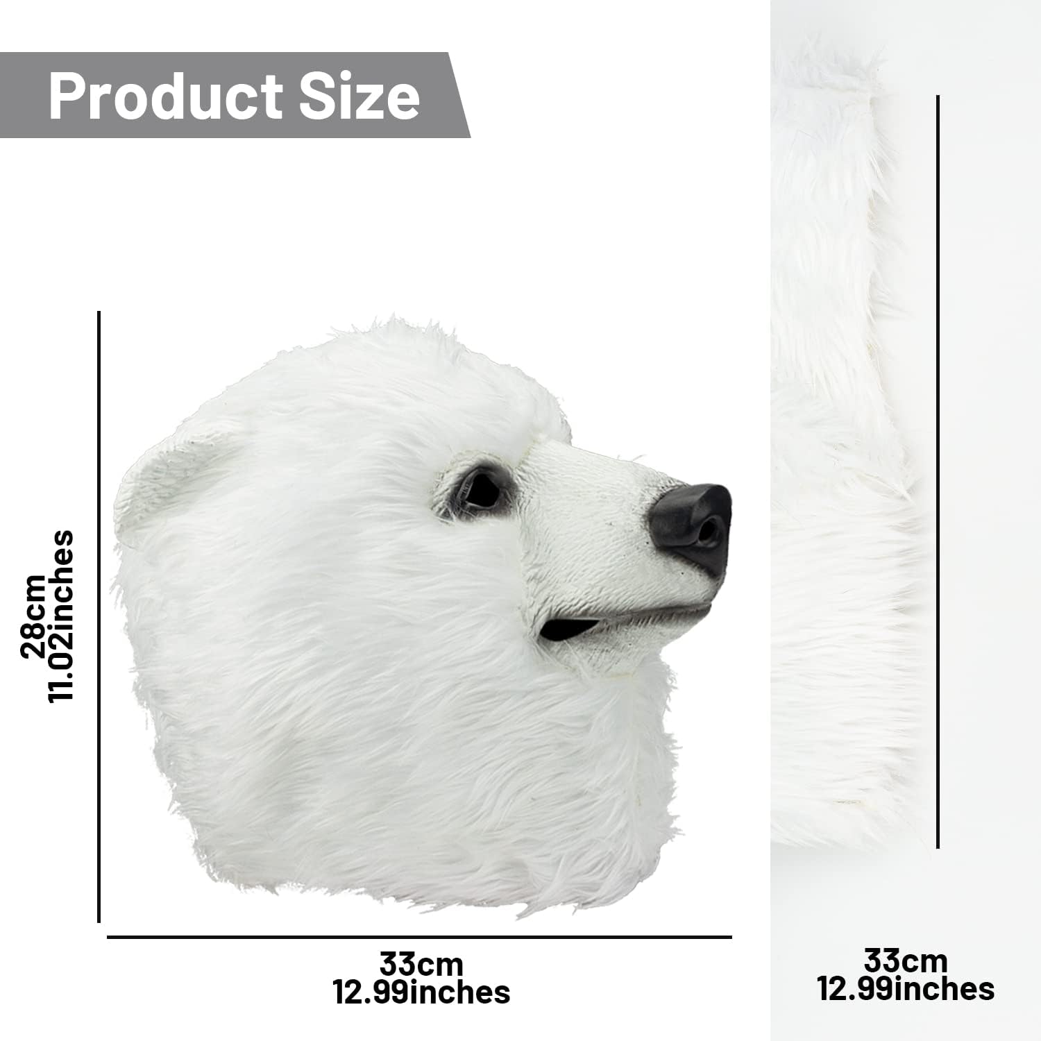 AQKILO Polar Bear Mask Plush Animal Latex Full Head Realistic Masks Fancy Dress for Halloween Carnival Costume Party - Image 7