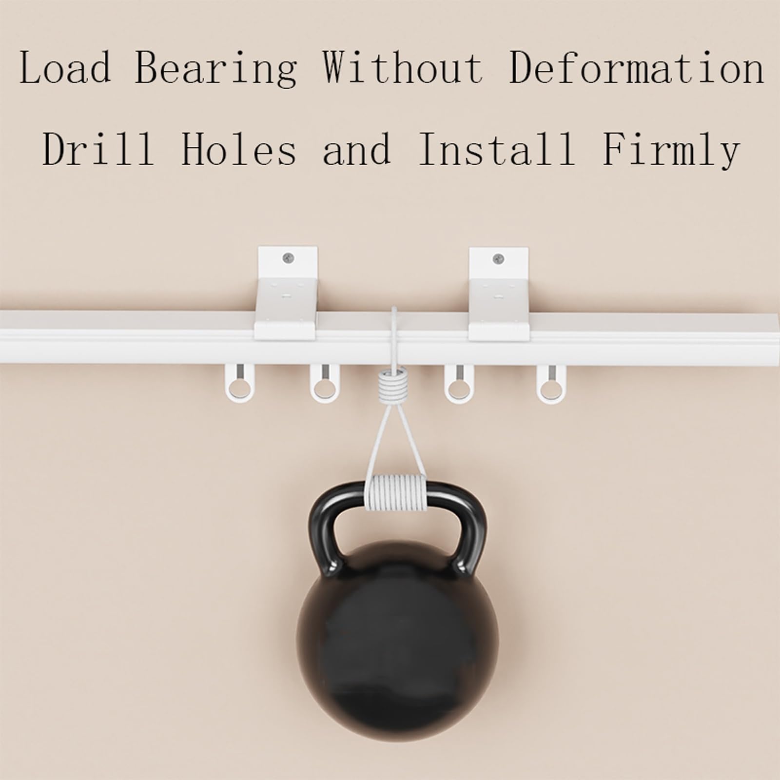 Forage de Trous Barre à Rideau, Tringle de Douche En Aluminium, Barre à Rideaux Industrielle pour Patio Portes Vitrées Penderie Salon(White(side),4.9 ft/1.50 m)
