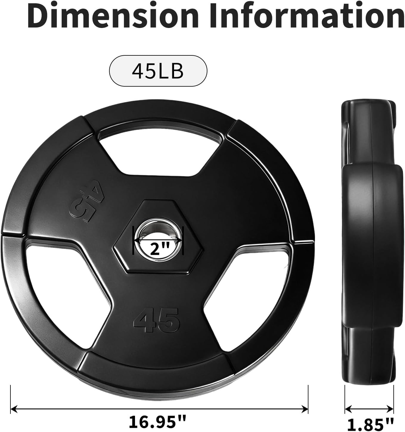 Garvee 10-55 lbs Weight Plates for Barbell, 2 inch Olympic Weights Plates, Rubber Encased Iron, Low Noise & Floor Protection Weight for Home Gym Strength Training Everyday Essentials Bumper Plate
