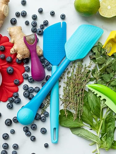 Miniatura 7 de Talisman Designs Juego de 2 piezas, espátulas de silicona sin BPA y espátulas raspadoras, color azul