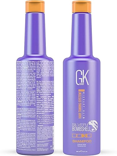 Vista 12 de GK HAIR Global Keratin Silver Bombshell - Champú morado (24 onzas líquidas/24.0 fl oz) para cabello rubio, platino, ceniza, plateado y gris, hidrata
