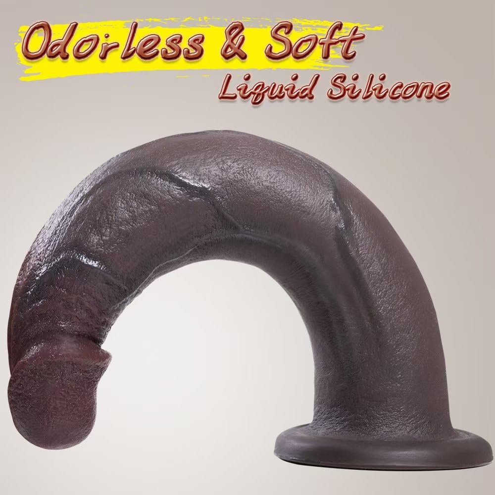 7.9in Thin Dildo for Beginners, Small Anal Dildos Without Balls, Soft Realistic Silicone Dildos with Soft Head, Strap On Dildo with Strong Suction Cup, Sex Toy for Women, Men, Gays Brown Cobulipo