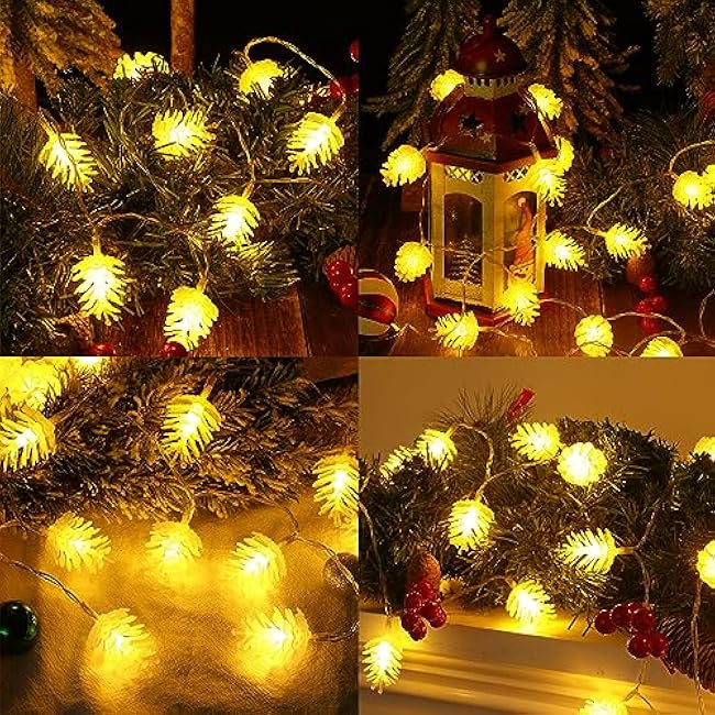 Bencailor 3 Pcak Christmas String Lights Waterproof Christmas Tree Hanging Decorative String Lights Yard Porch Balcony for Tree Party Wedding Supplies(Pine Cone)