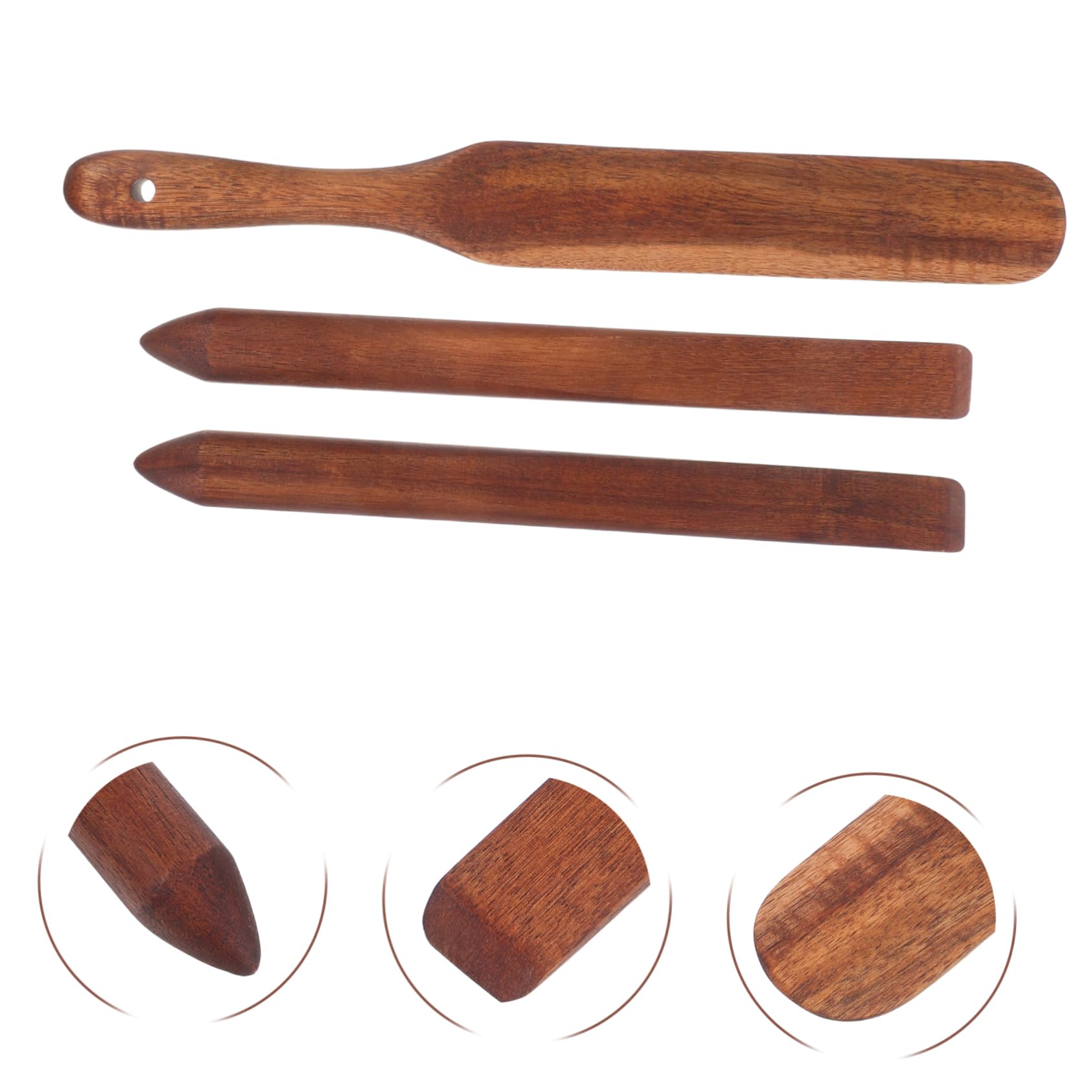 Varillas de Madera de Acacia para Mezclar Pan 3 Piezas Marrón