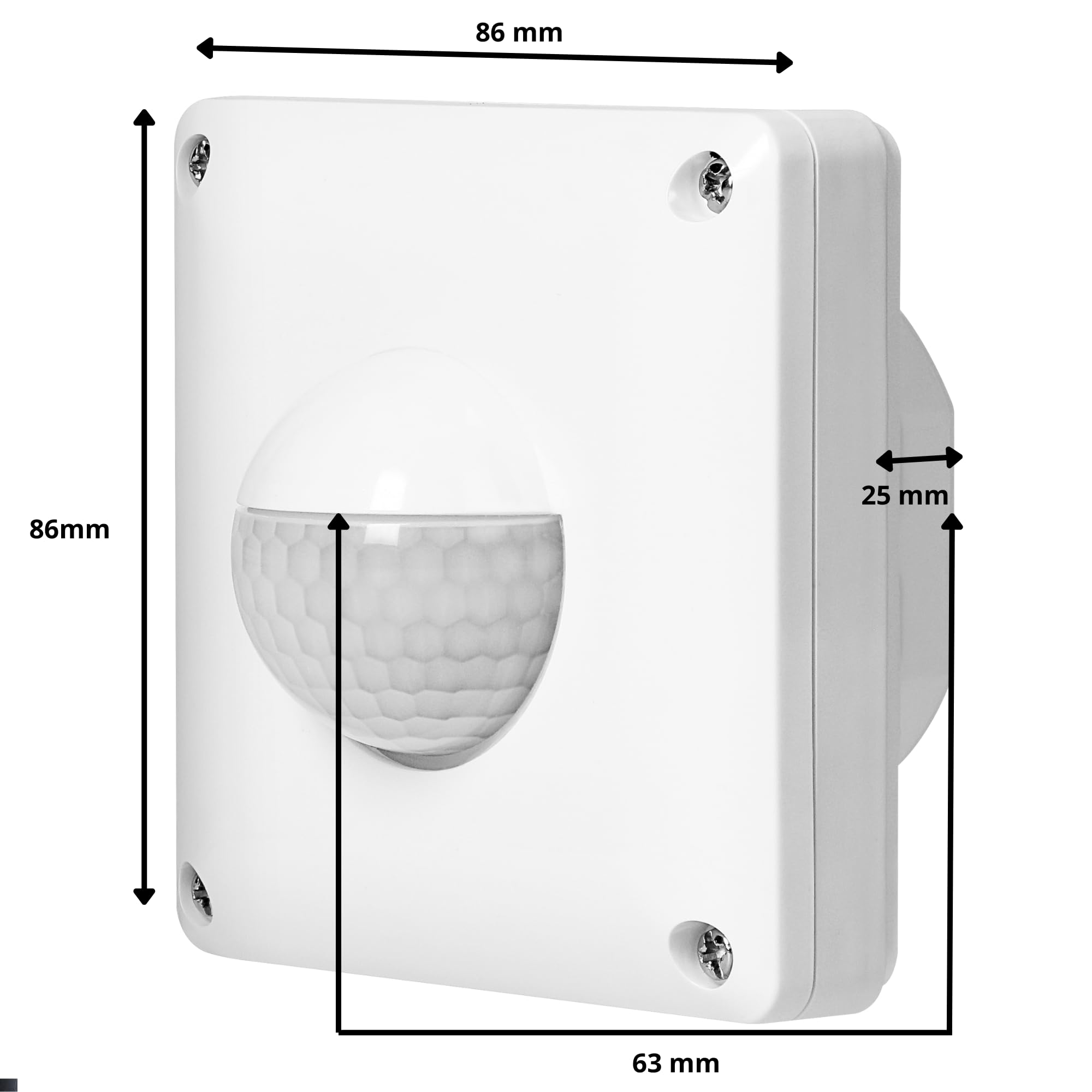 Detector De Movimiento 2 y 3 Hilos 190 Grados IP65 Alcance Máx. 10m para Caja De Conexiones - Control Time/Lux/ON-Off Blanco