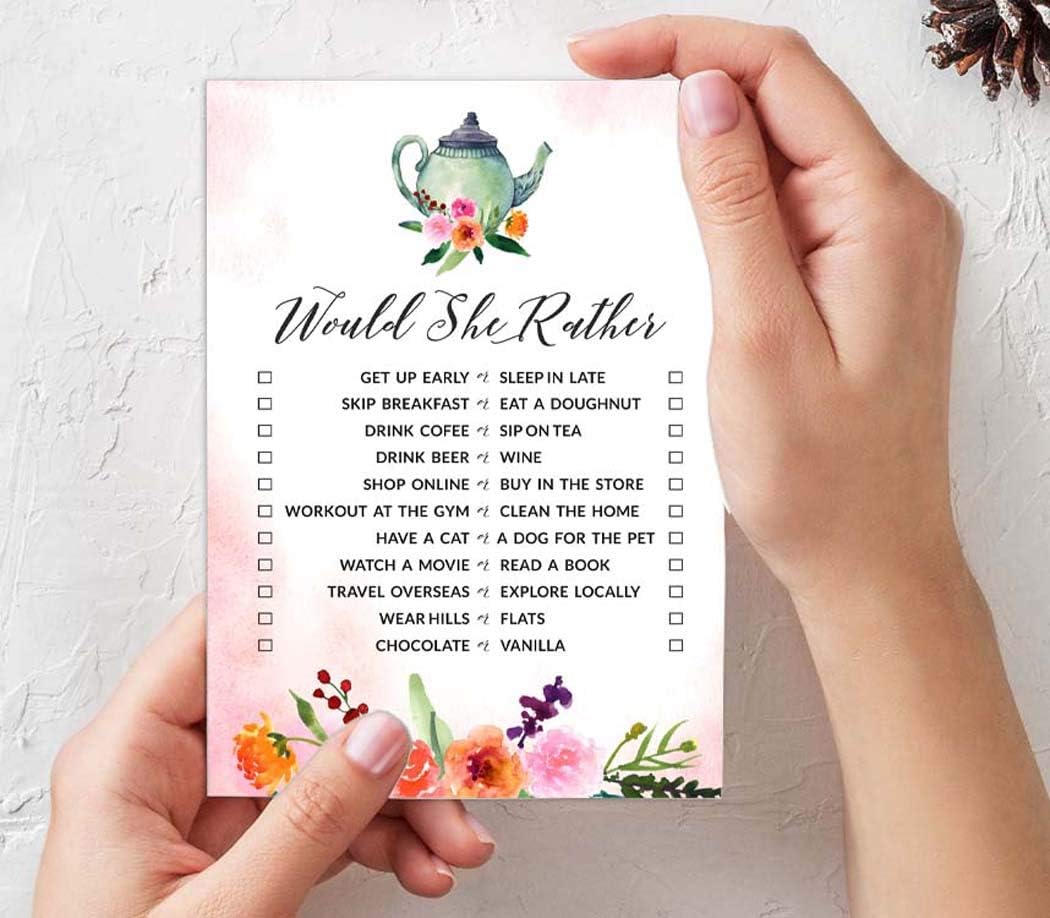 Bachelorette Party Games Set Bundle of 4(50 Sheets Each) Tea Party Fun Bridal Shower Games Set