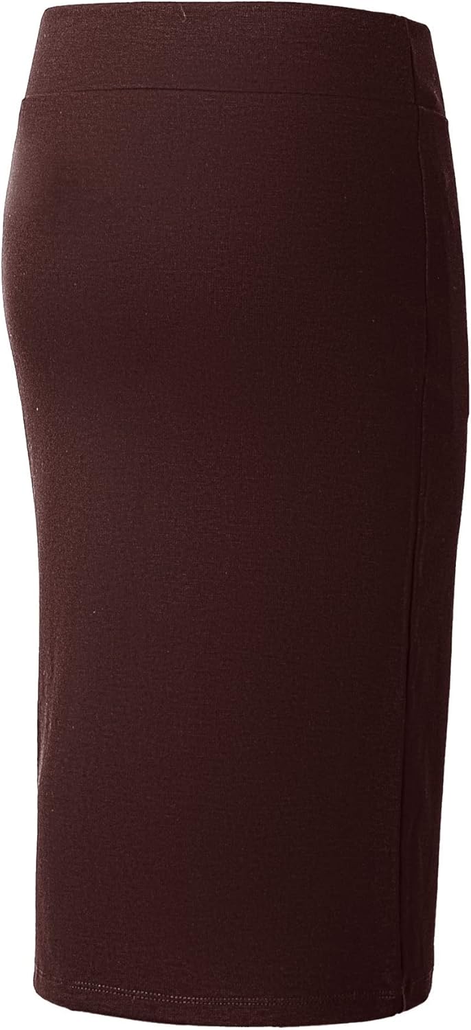 Urban CoCo Women's Elastic Waist Stretch Bodycon Midi Pencil Skirt - Image 4