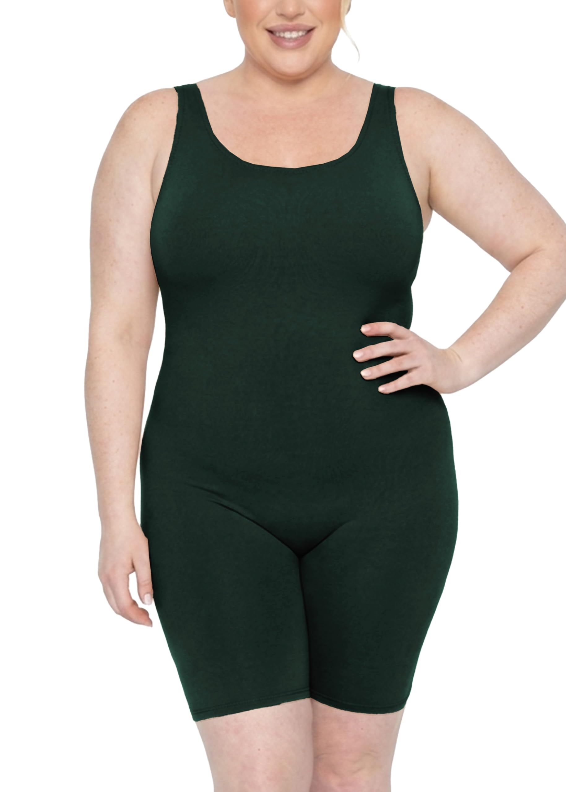 STRETCH IS COMFORT Womens Plus Size Tank Unitard Athletic Rompers For Women