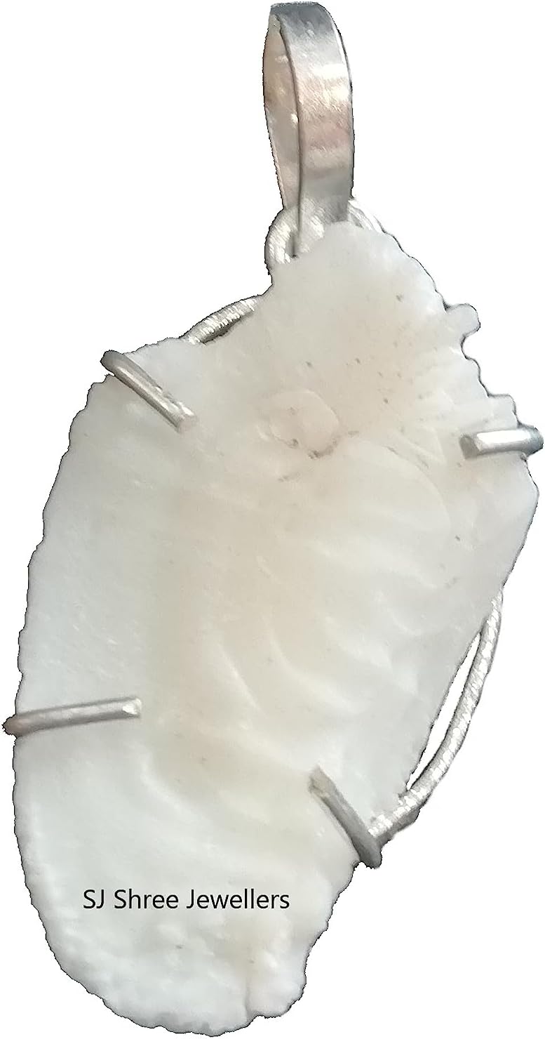 SJ Natural White Shukra Mani Pendant Locket For Men & Women| Shukra Mani Stone | Shukramanni Pendant | Reduces and Remove Impact of Venus, Rahu & Moon for Unisex