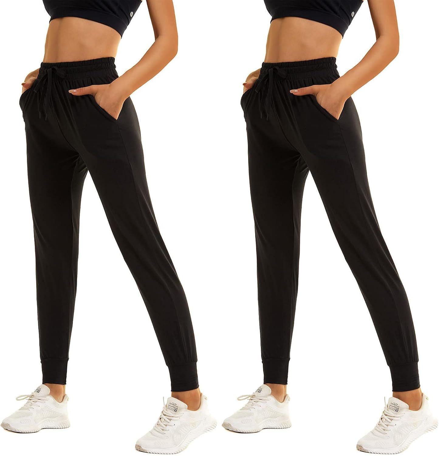 TNNZEET 2 Pack Sweatpants for Women, Joggers with Pockets, Lounge Yoga Workout Pants