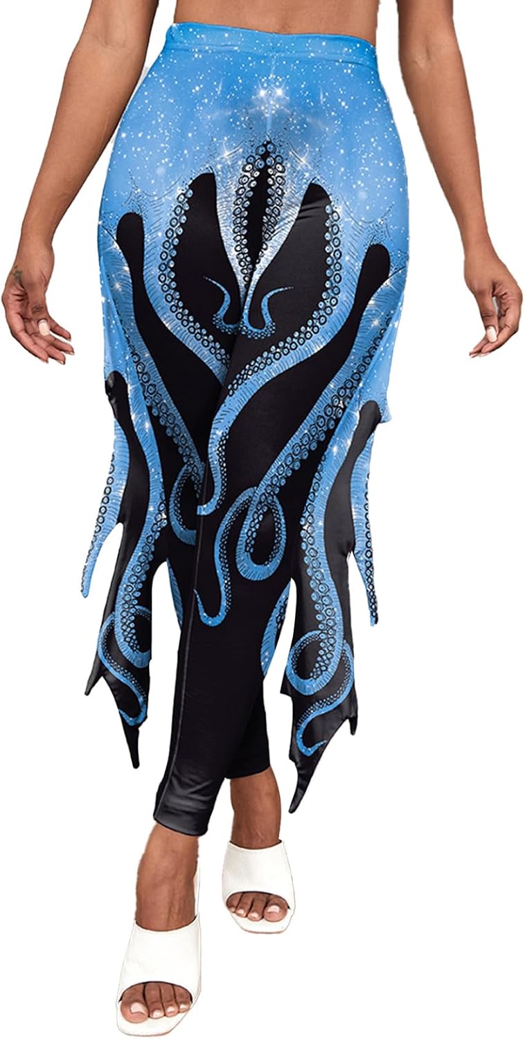 Women Mermaid Leggings Fish Scale Printed High Waist Elastic Fitness Yoga Pants