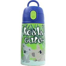 SRM Entertainment Stainless Steel Water Bottle with Straw Lid, Tumbler with Straw Spout and Flip Top Spill-Safe Lid, Travel Cup for Water, Milk, Juice, 13 oz Trend Zoo Koala