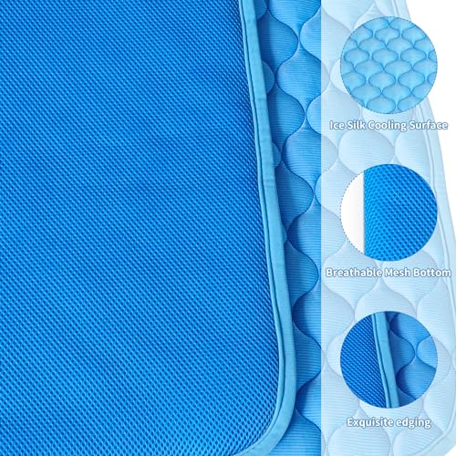 NAMOTEK Washable Dog Cooling Mat Ice Silk Cooling Mat for Pet Self Cooling Pad Blanket Dog Cooling Pad 27\" Lx19 x0.48 Th
