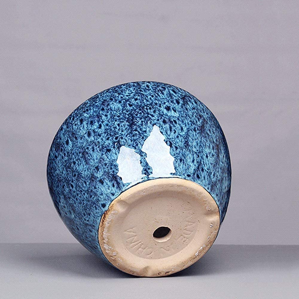 Niebieski ceramiczny przeszklony pojemnik na kwiaty DoniczkaSoczysta roślina doniczkowa Ceramiczna Bardzo duży salon Osobowość Zielona umywalka na rośliny z otworem drenażowym Doniczki Bonsai