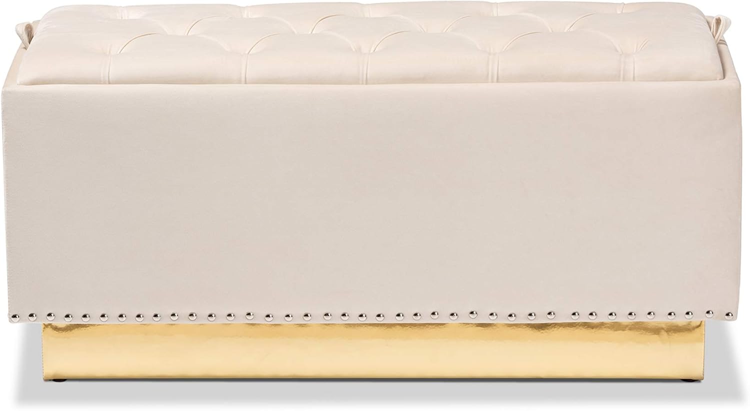 Baxton Studio Powell Ottomans, Beige/Gold