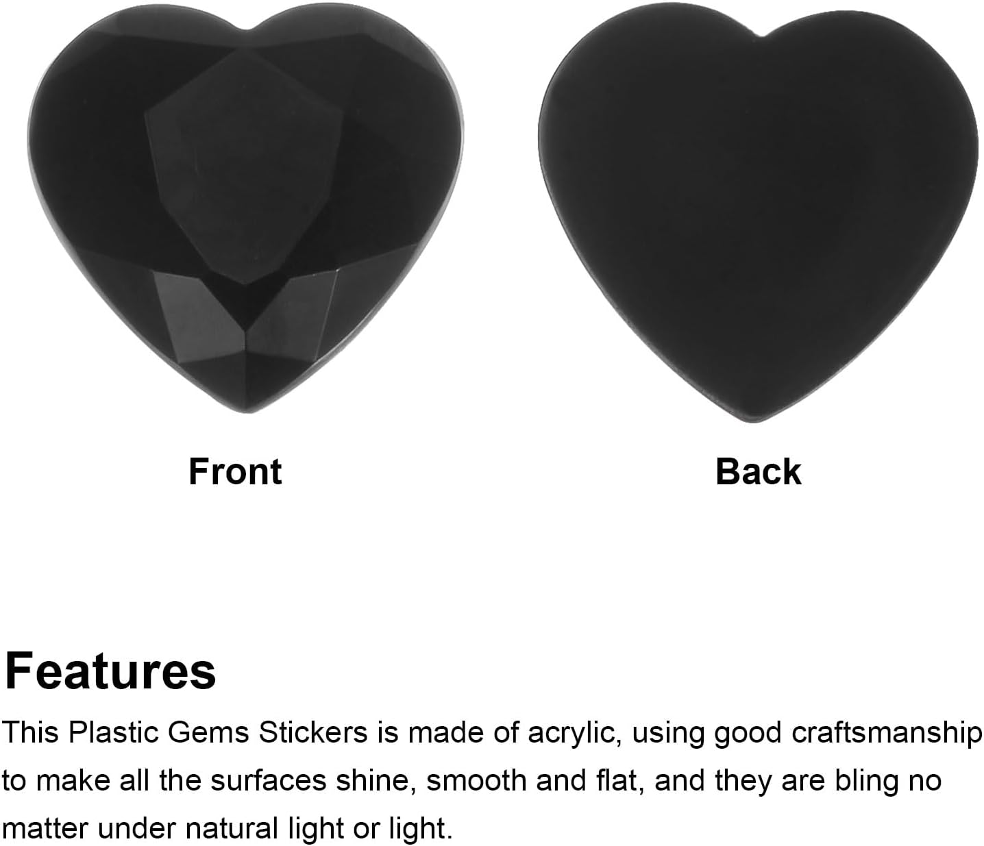 MECCANIXITY 20 Pcs Acrylic Heart Rhinestone 30mm Flat Back Plastic Gems Jewelry Stickers for Craft Bead Face Painting Costume Jewelry Making Black