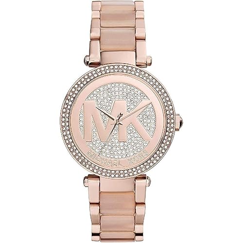 Michael Kors Parker Women's Watch, Stainless Steel and Pavé Crystal Watch for Women with Steel, Leather, or Silicone Band