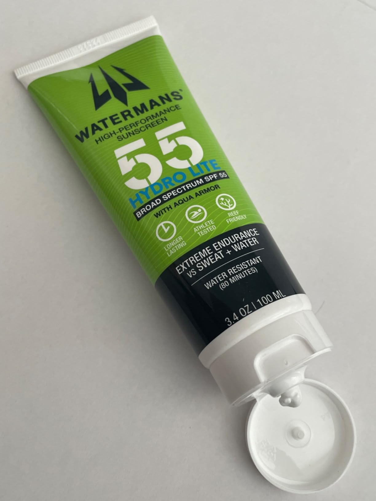 WATERMAN'S Hyrdo Lite SPF 55 Broad Spectrum Reef Safe Sunscreen for Face and Body, Fragrance-Free, Oxybenzone Free - 3.4oz
