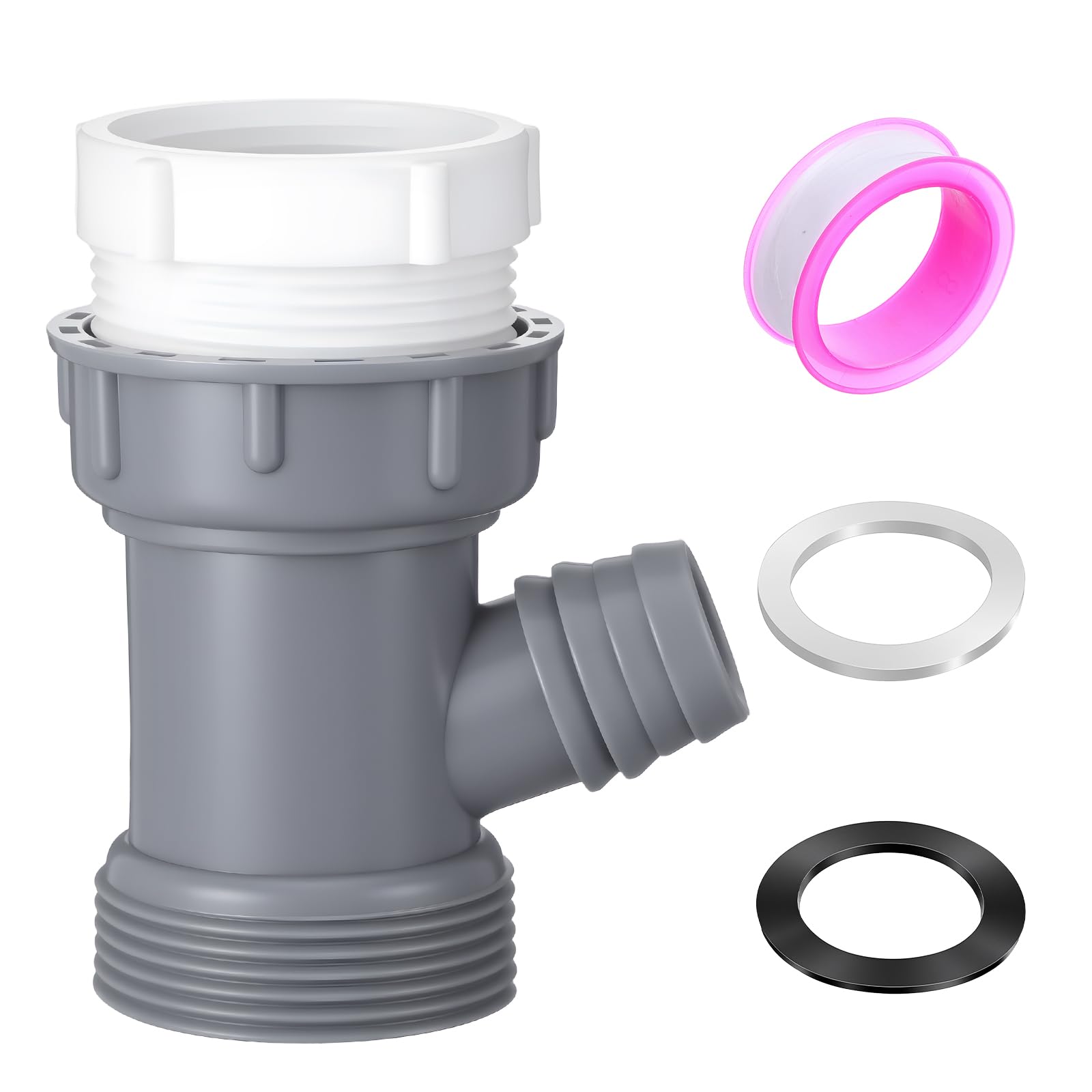 Photo 1 of 1 Set Y-Shaped Kitchen Sink Drain Pipe Adapter, Dishwasher Drain Hose Adapter Wye Fits 1-1/2" & 1-1/4" Drains Pipes, Universal Branched Strainer Connection for Tubular Drains Applications Installation